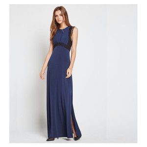 BCBGeneration Lace-Trimmed Evening Maxi Dress Blue